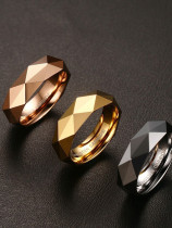 Tungsteno con anillos geométricos simplistas chapados en oro de 18 quilates