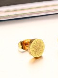 Aretes redondos de titanio esmerilado chapados en oro con temperamento