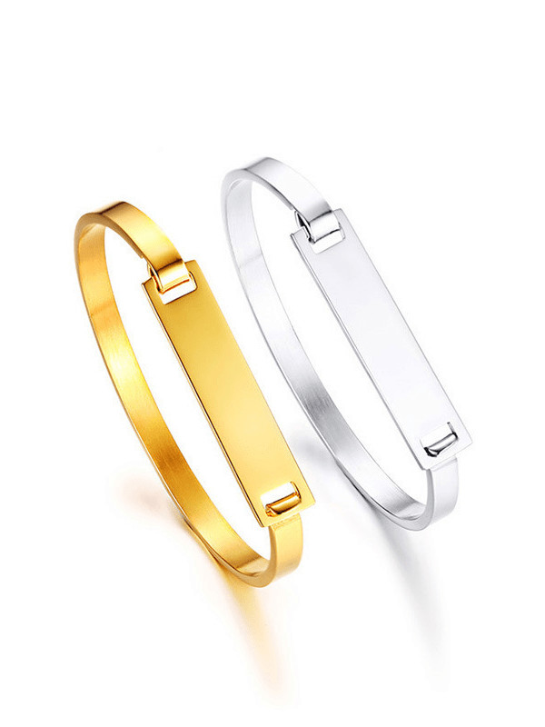 Brazalete minimalista geométrico liso de acero inoxidable