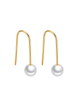 Aretes colgantes de perlas artificiales chapados en oro con temperamento