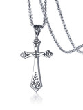 Collar religioso minimalista con cruz de acero de titanio