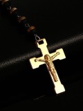 Cadena suéter en forma de cruz de silicona chapada en oro estilo religión