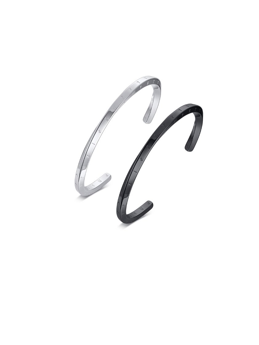 Brazalete minimalista geométrico de acero titanio