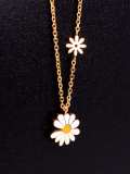 Collar minimalista de flor de esmalte de titanio