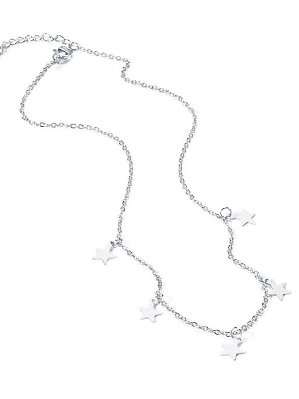 Collar minimalista de estrella lisa de acero titanio