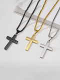 Collar religioso de hip hop con cruz de acero de titanio