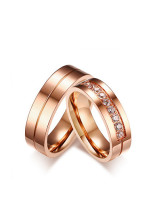 Exquisito anillo de circón AAA chapado en oro rosa para parejas