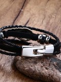 Pulsera de cuero artificial en forma de pluma de alta calidad