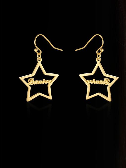 Pendiente de gancho minimalista de estrella hueca de acero inoxidable