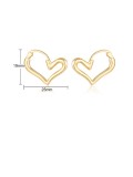 Arete minimalista de corazón hueco liso de cobre