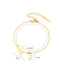 Pulsera Minimalista de Pájaro de Perla de Imitación de Acero Inoxidable