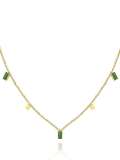 Collar minimalista rectangular de piedra de vidrio de acero inoxidable