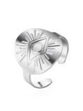 Anillo de banda de hip hop mal de ojo de acero titanio