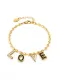 Pulsera de cuentas minimalista con letra de concha de acero inoxidable
