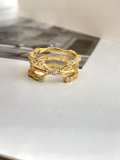 Anillo apilable minimalista geométrico de diamantes de imitación de latón