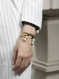 Pulsera de acero inoxidable turquesa blanca de moda