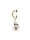 Arete Huggie minimalista sonriente con perla de agua dulce de latón