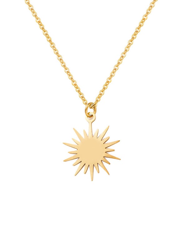 Collar de acero de titanio con clavícula de sol de seis puntas