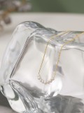 Collar delicado geométrico de perlas de agua dulce de acero inoxidable
