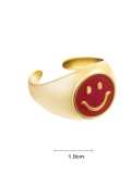 anillo de banda minimalista de acero con esmalte sonriente