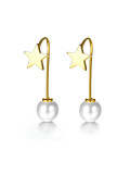 Delicados aretes de estrella de cinco puntas de acero inoxidable