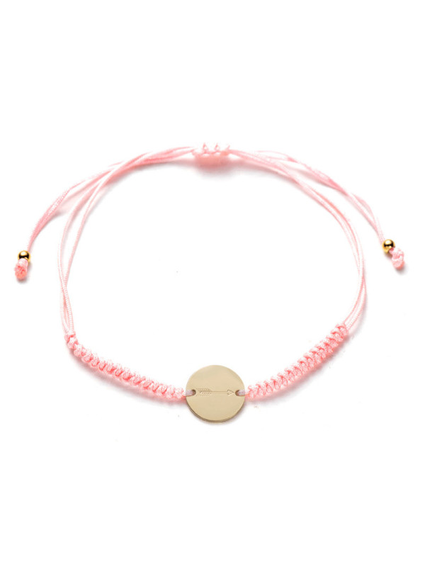 Pulsera tejida hecha a mano ajustable minimalista redonda de acero inoxidable