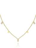 Collar minimalista rectangular de piedra de vidrio de acero inoxidable