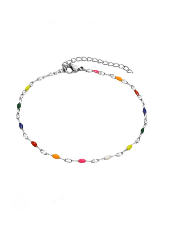 Tobillera minimalista irregular de esmalte multicolor de acero inoxidable