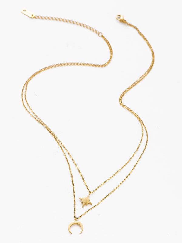 Collar minimalista de múltiples hilos con estrella de acero inoxidable