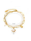 Brazalete de hilo minimalista Shell Clover de acero inoxidable