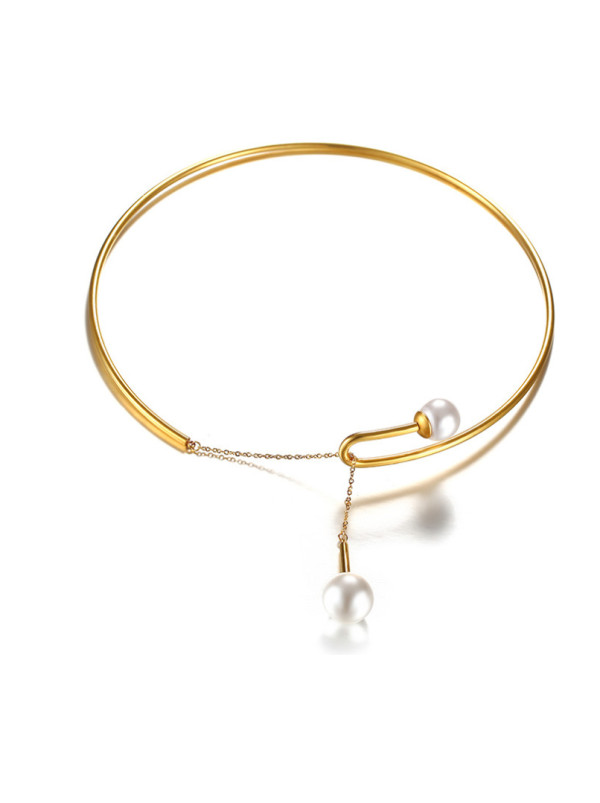 Collar de oro de acero inoxidable con personalidad creativa.