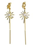 Pendientes de oro real chapados en cobre con incrustaciones de borla de perla pendientes de cerradura geométrica simple