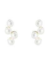 Aretes minimalistas irregulares de perla de imitación de latón