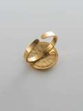Anillo de circón con incrustaciones, anillo de acero de titanio dorado con estrella awn geométrica