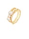 Anillo de banda minimalista irregular blanco perla de imitación de cobre