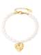 Pulsera de acero inoxidable con cuentas de corazón de perlas de agua dulce