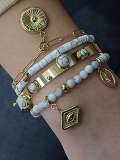 Pulsera de cuentas vintage irregulares de acero titanio