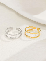 anillo de banda minimalista geométrico de acero s