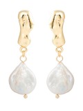 Pendientes creativos de perlas coreanas con temperamento europeo y americano, pendientes geométricos de oro tonto para mujer