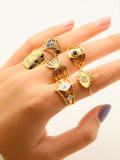Anillo de banda de hip hop mal de ojo de acero titanio