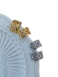 Pendiente de botón vintage geométrico de diamantes de imitación de latón