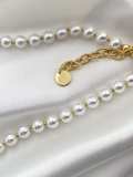 Collar minimalista geométrico de perlas de imitación de latón