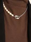 Collar Vintage Geométrico de Perlas de Imitación de Acero Titanio