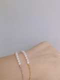 Pulsera de eslabones minimalistas geométricos de perlas de imitación de acero inoxidable