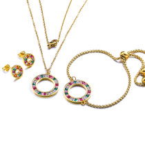 Conjuntos de joyería de círculo relleno de oro multicolor