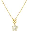 Collar minimalista de flor de concha de acero de titanio