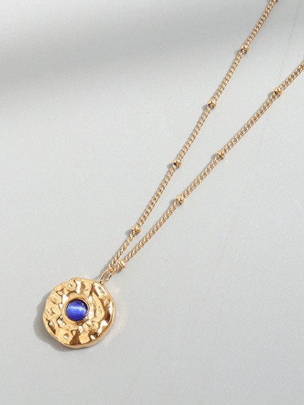 Collar minimalista geométrico de ojo de gato de acero inoxidable 316L de titanio con revestimiento electroforético resistente al agua