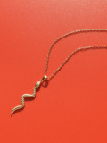 Collar minimalista de serpiente de acero inoxidable 316L de titanio con revestimiento electroforético resistente al agua