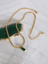 Collar Vintage Geométrico de Zirconia Cúbica de Acero Titanio
