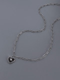 Collar minimalista de corazón esmaltado de acero inoxidable 316L de titanio con revestimiento electroforético resistente al agua